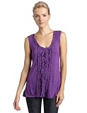 Tiana B Womens Ruffle Trim Top, Purple, Small