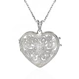 Sterling Silver Diamond Open Heart Pendant with Chain 18
