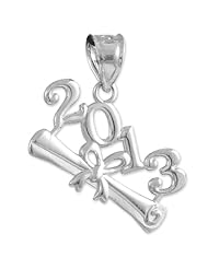 10K White Gold 2013 Class Graduation Charm Pendant