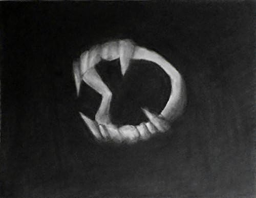 1 - 11x14 Wolf Bite - Charcoal Drawing - Original Scary Werewolf Teeth - Dark Gothic Art - Occult Demonic Monsters - Macabre Halloween Drawing - Wolves Fine Art