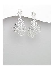 Flower Earrings In 92.5 Sterling Silver