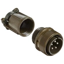 Amphenol Industrial MS3106E18-11P Circular Connector Pin, Environmental Resisting, Threaded Coupling, Solder Termination, Straight Plug, 18-11 Insert Arrangement, 18 Shell Size, 5 Contacts