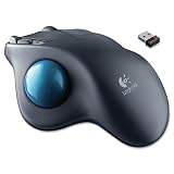 Logitech M570 Wireless 30 Ft Optical Trackball Four Buttons Scroll Black/Blue All-Day Comfort