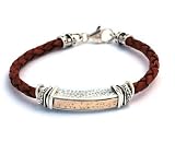 Gold & Silver Traveler's Prayer Bracelet Red Leather for Women