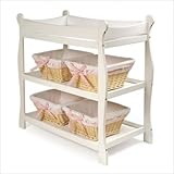 White Sleigh Style Changing Table with Baskets