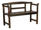 Wooden Garden Bench with a bar rest, weatherproof glazed in colonial color