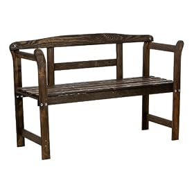 Wooden Garden Bench with a bar rest, weatherproof glazed in colonial color