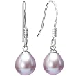 Pearl Essence 7-8mm AAAA Drop Earrings in Platinum Overlay CAREFREE Sterling Silver, Lavender