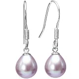 Pearl Essence 7-8mm AAAA Drop Earrings in Platinum Overlay CAREFREE Sterling Silver, Lavender