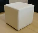 Cube Footstool Pouffe Cream Faux Leather