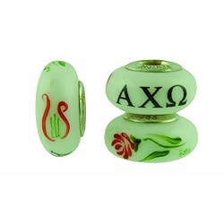 Alpha Chi Omega Sorority Hand Painted Fenton Glass Bead