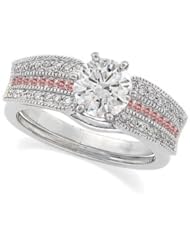 Ann Harrington Jewelry 14k White Gold 1/4 Ct Tw Diamond And Pink Sapphire Antique Style Ring Enhancer