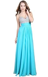 Sexy V-neck Backless Sequined  Jeweled Empire   Waistline Cocktail Floor Length Chiffon Evening Dress/Homecoming Dress/Prom Dress  With Rhinestones