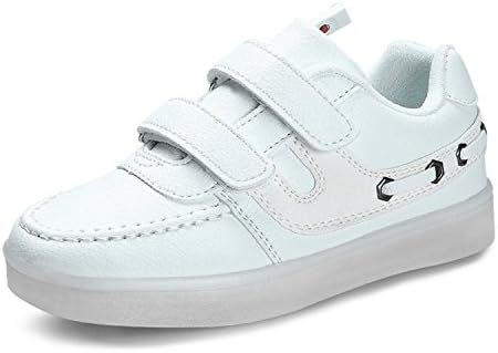 Laopengyou Fashion LED Light Up Shoes Fashion Sneaker for Kids Child Boy Girls Slip-on with 11 Color Modes White12.5 M US Little Kid Comfortable material.
