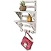 Excello Global Products 2-Tier Rustic Whitewashed Mounted Wood Wall Shelf with Shabby Chic, Farmouse Decor with 4 Hooks. Perfect For Any Room