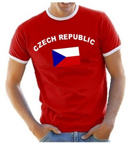 Tschechien T-Shirt Ringer Rot, Gr.XXL