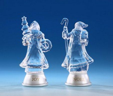 Pack of 8 Icy Crystal Illuminated Father Christmas Figurines 5"