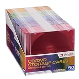 VERBATIM 94178 COLOR CD/DVD SLIM CASES, 50 PK