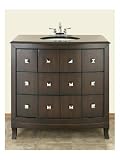 Wood Single Sink Bathroom Vanity with Built-in Recessed Sink and Faucet Urban Contemporary