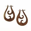 SEBUKU - Organic Hand Carved Sono Wood Earrings with Wood Post - From Indonesia - Sold as a Pair - 30mm x 45mm