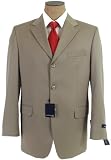 Jones NY Mens Single Breasted 3 Button Solid Tan Wool Suit - Size 42S