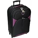 Borderline Large Super Lightweight 4 Spinner Wheels Suitcase (Black/Plum)