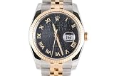 Rolex Mens 2 Tone Datejust Black Dial Jubilee Band