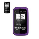 New Fashionable Perfect Fit Soft Silicon Gel Protector Skin Cover (Faceplate/Snap On) Rubber Cell Phone Case with Screen Protector for HTC Imagio VX 6975 Verizon - Purple
