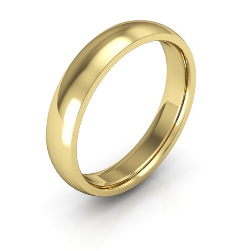 18K Yellow Gold men's and women's plain wedding bands 4mm comfort-fit light
