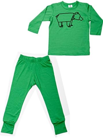 Kid Winter Merino Baby Boys' Pajamas Designer Set for Kids and Toddlers, Hulk Green, Size 4/5