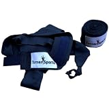 Poly Cotton Weight Lifting Kick Boxing Hand Wraps With Velcro Closure Straps Black 3.5 m