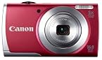 Canon PowerShot A2500 16MP Point-and-Shoot Digital Camera (Red) with 4GB SD Card, Camera Case