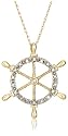 10k Yellow Gold Diamond Ship's Wheel Pendant (1/10 cttw, J Color, I3 Clarity), 18"