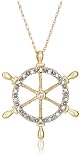 10k Yellow Gold Diamond Ship's Wheel Pendant (1/10 cttw, J Color, I3 Clarity), 18
