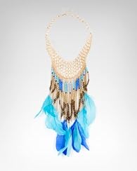Feather & Wood Bead Statement Necklace