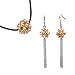Peach Cultured Pearl Cluster Leather Cord Necklace & Earrings Set