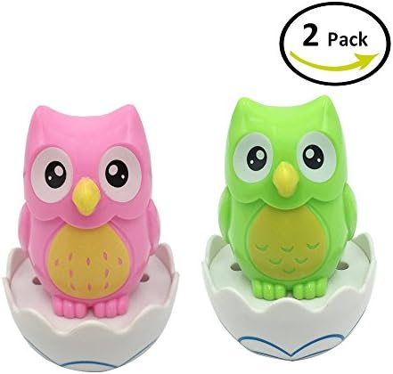 Kanee Todder's Cute Owl Tumbler Roly-Poly Toys Push and Pull Toys 2 Pack (Green,Pink)