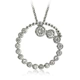 Sterling Silver Diamond cz stone Circle Swirl Journey Pendant