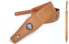 Light Brown 'Embossed Series' Leather Guitar Strap for Electric/Acoustic/Bass Guitar