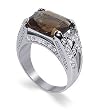 Pretty Smokey Quartz Gemstone Band Sterling Silver Ring