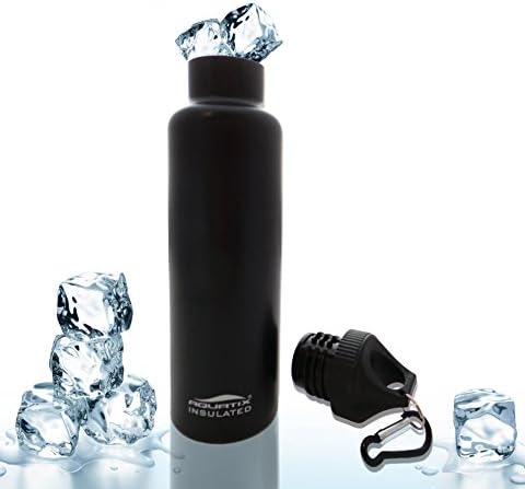 AQUATIX Insulated Black 21 Oz Double Wall Vacuum Thermal Bottle Personal Hydration Sports Water Bottles Keeps Your Water Cold for 24 Hours and Hot for 12 Hours