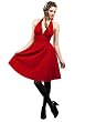New Unique Sexy Cotton Red Halter Dress