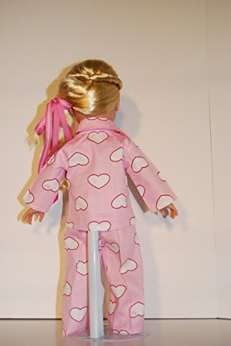 Doll Clothes 2pcTop+pants Heart Print Pink Sleepwear Pajamas Fits 18 Inches American Girl Dolls