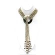 {Lightning Sale} HinsonGayle "Cleopatra" Champagne Green Pearl Six-Strand Lariat Necklace 35 Inches