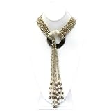 {Lightning Sale} HinsonGayle "Cleopatra" Champagne Green Pearl Six-Strand Lariat Necklace 35 Inches