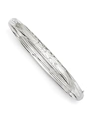 14k 3/16 White Gold Florentine Baby Bangle Bracelet
