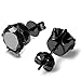 FIBO STEEL Stainless Steel Mens Womens Stud Earrings Black Round Cubic Zirconia Inlaid, 3mm-8mm Available
