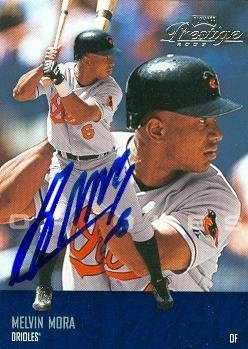 Melvin Mora Autographed/Hand Signed Baseball Card (Baltimore Orioles) 2003 Playoff Prestige #9