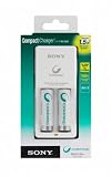 Sony Media BCG34HW2RN Cycle Energy NiMH Compact Charger with Two 1000 mAh AA Battery