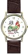 Chicken - Chinese Symbol - WATCHBUDDY&reg; DELUXE TWO TONE WATCH - Brown Strap - Small Size (Standard Women's Size)